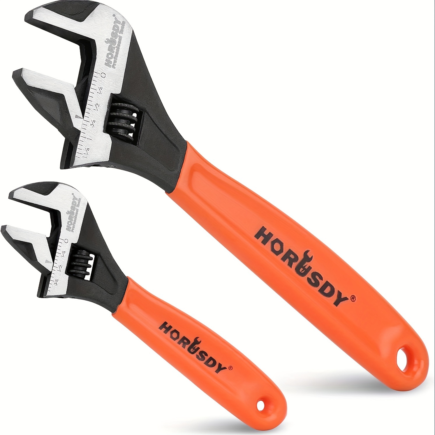 

Horusdy 2-piece Adjustable Wrench Set - 6-inch & 10-inch Crescent Wrench With Cushion Grip Handles, Metric & Sae Scales, Durable Chrome Vanadium Steel Construction