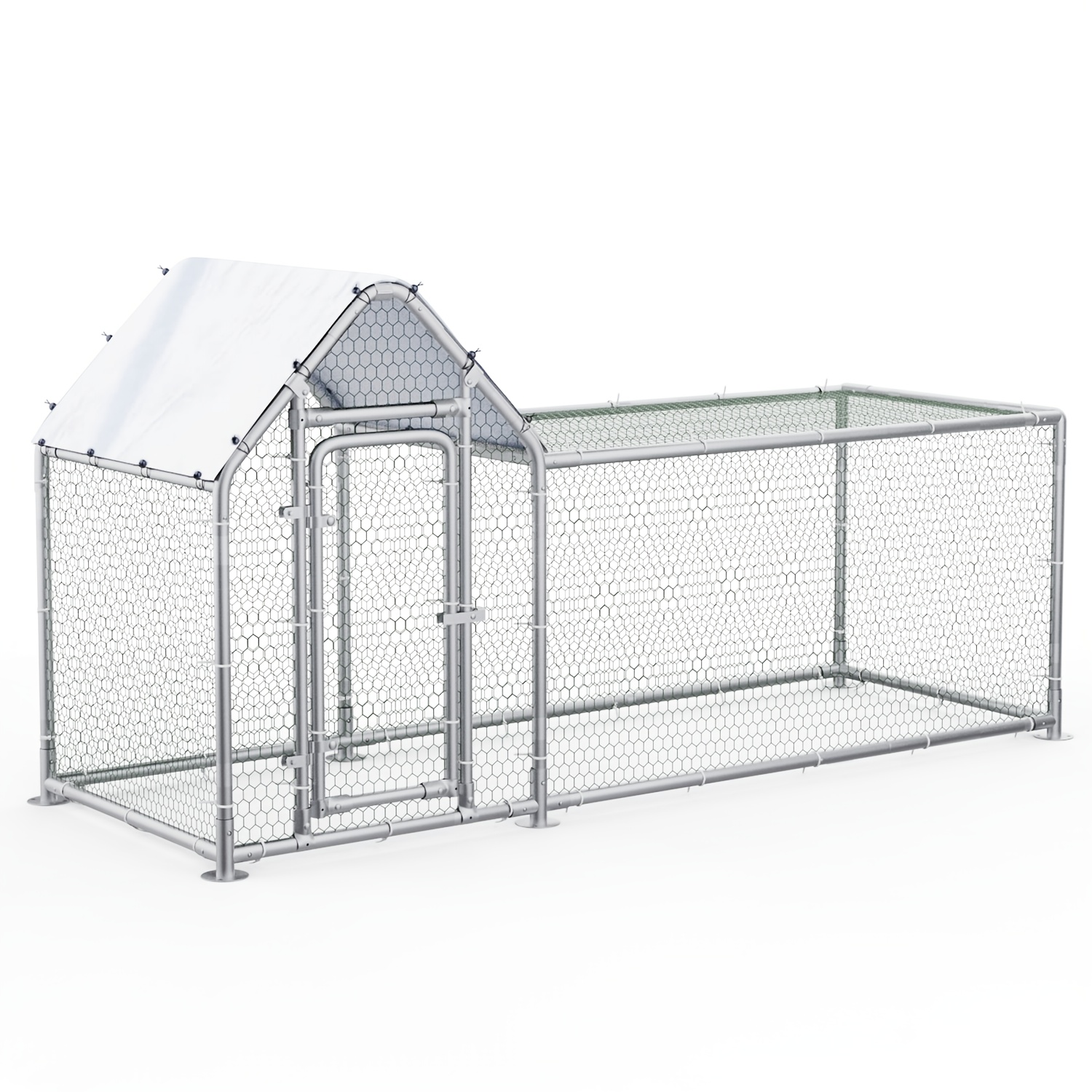 TEMU Metal Chicken Coop, Walk-in , Galvanized Wire Poultry Chicken Hen Pen Cage, Rabbits Duck Cages With And Anti-ultraviolet Cover For Outside, Backyard