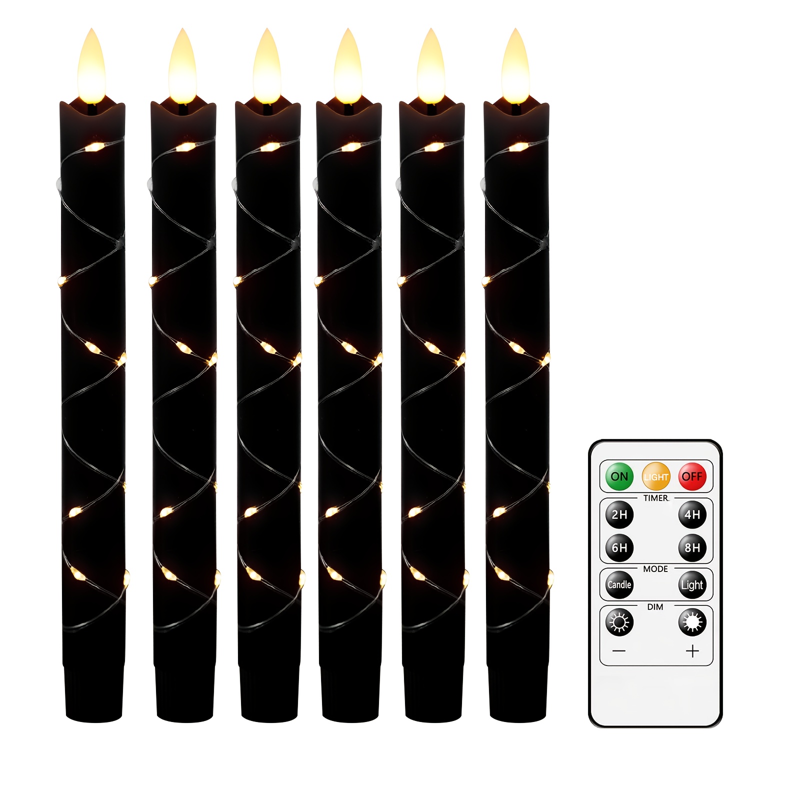 TEMU Jinyania 6pcs Flameless Led Candles, Remote Timer Dimmable Flickering Fake Candles, Red 3 Colors, Autumn Wedding Halloween Dinner Table Window