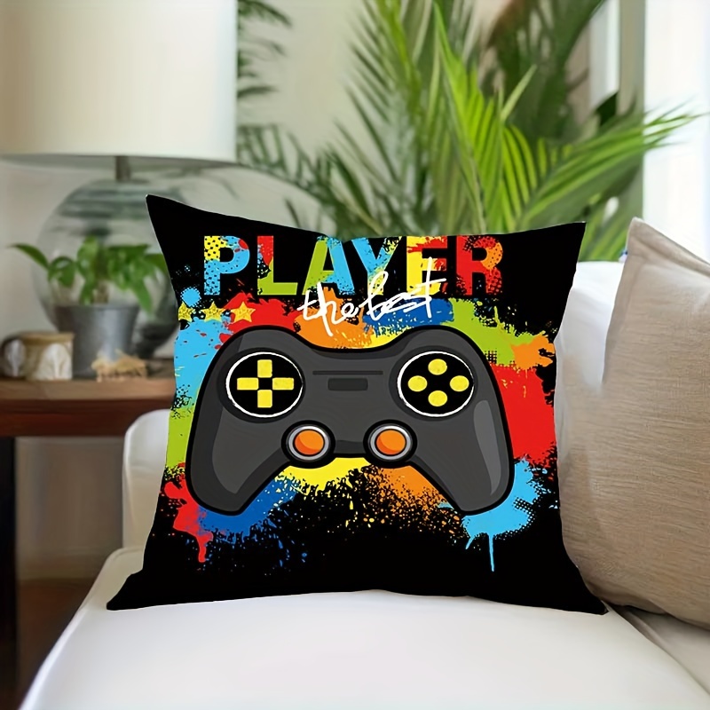 

Ultra-soft Game Controller Print Throw Pillow Cover - Zippered, Machine Washable Polyester Cushion Case For Sofa & Home Decor