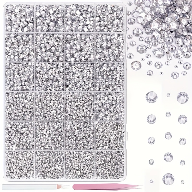 TEMU New 24-grid 16000pcs Handmade Resin Rhinestones, 2-6mm Mixed Size Non-hotfix Flatback Gems, Crystals For Diy Crafts, Clothing, Cups, Shoes, Fabric, And Nail Art