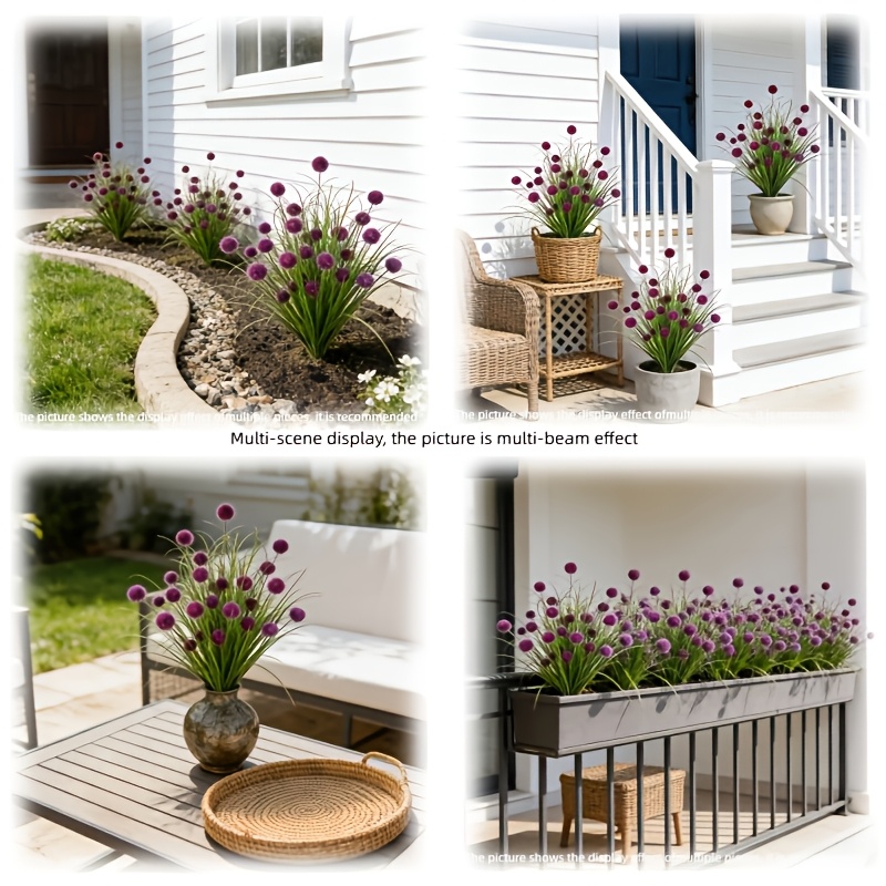 E-shop 10 Stück künstliche Gartenbälle aus Lila Samt, simuliert Zwiebeln, Gras-Pflanzen, künstliches Grün für den Außenbereich, geeignet für