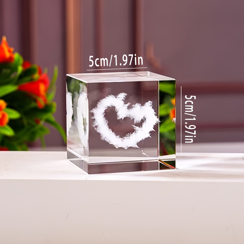 TEMU 1pc Personalized Custom Crystal Square Souvenir Ornament Decoration, Suitable For Customizing Pets, Portraits, Text, Logos And Other Signs,
