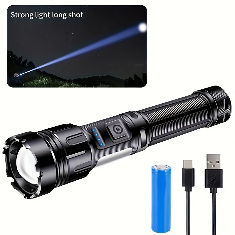 

Rechargeable High- Flashlight - Flashlight With Long-range Beam And Cob Light - 7 , - Ideal For Outdoor Running, Hunting, Hiking, Traveling, Camping