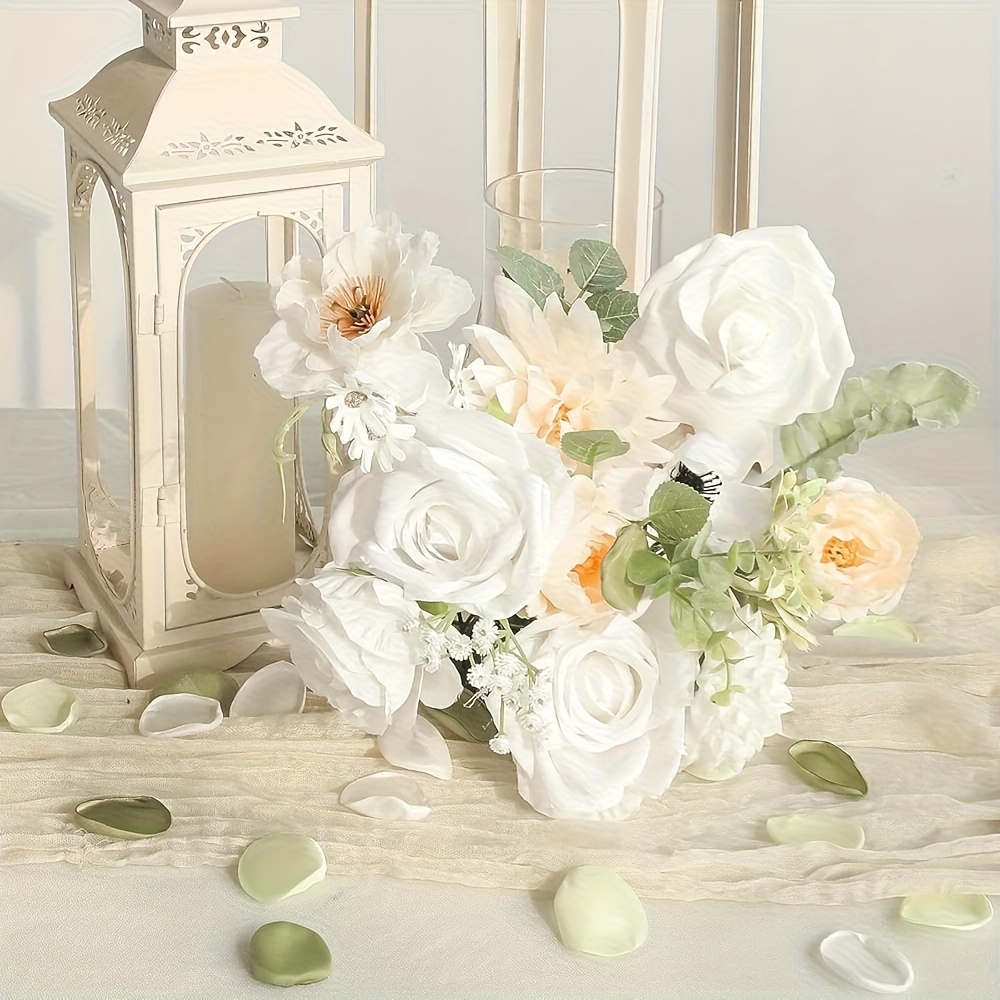 TEMU 120pcs Rose Petal Sage Green Artificial Y Petal Wedding Basket Aisle Table Table Banquet Five-color Confetti Bride Shower Romantic Night Decoration