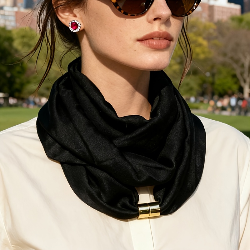 TEMU Solid Color Scarf Autumn And Winter Warm All-match Basic Women's Short Neck Windproof Autumn And Winter Women' Women' All-match Scarf