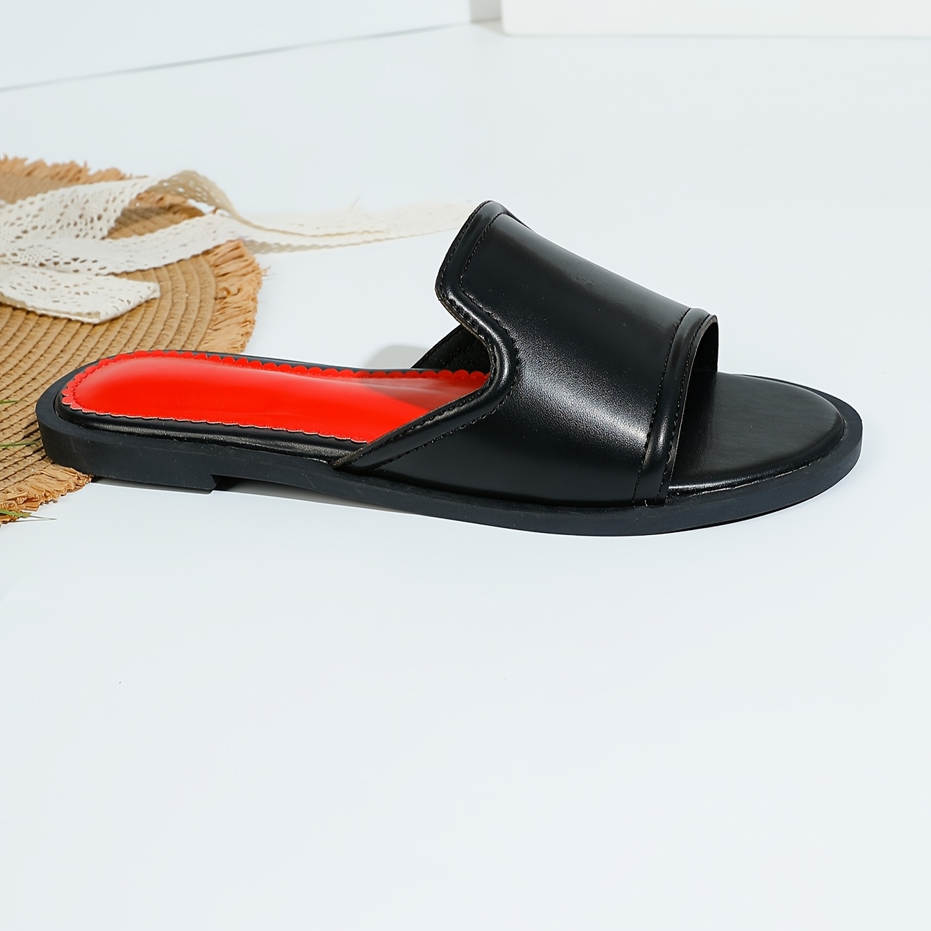 Stylish Black and Red Slide Sandals s-l400.jpg main image 2