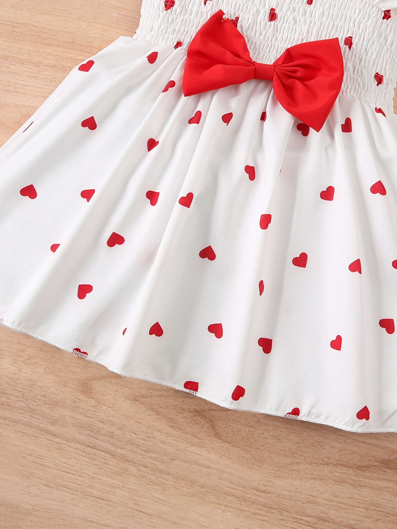 Ensemble Décontracté 2 Pièces pour Filles avec Robe à Nœud et Chapeau Imprimé Cœur d'Été