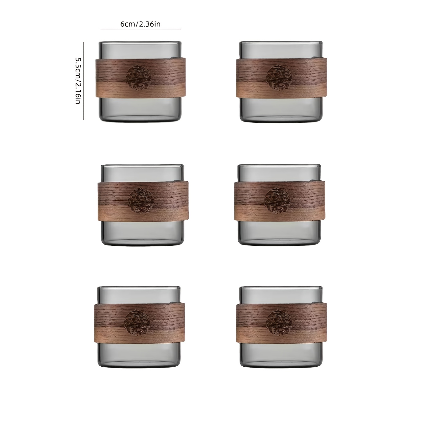 E-shop 12-teiliges Set (6 Tassen und 6 Tassenhüllen) Kreative, transparente, schwarze Glas-Tassen, geeignet für heiße und kalte Getränke,
