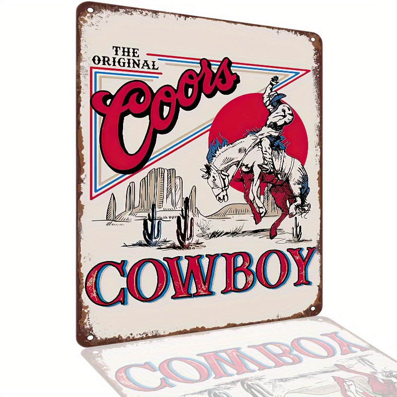 

Coors Cowboy Vintage Metal Tin Sign - Rustic Wild West Wall Decor For Kitchen, Bar, Pub | Weatherproof With Pre-drilled Holes | Perfect Gift For Cowboy Fans | 12x8 Inches