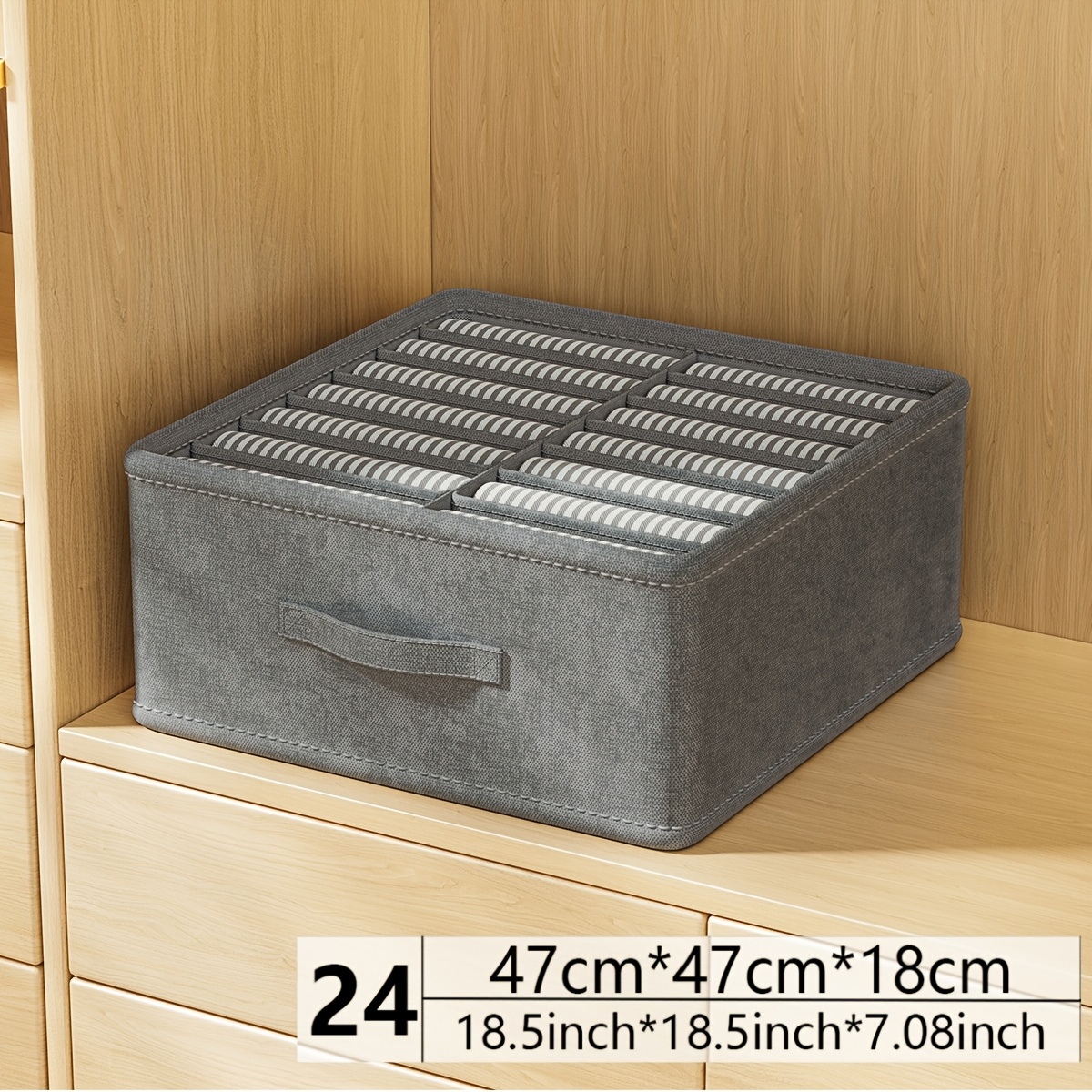TEMU Foldable & Stackable Wardrobe Organizer With Divided Compartments & Handle - Non- Fabric Suitable For Shirts, T-shirts, Jeans Storage Box,