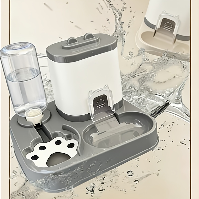 Smart Pet Feeder And Water Dispenser Set, Easy Assembly, Suitable for Cats And Small Dogs, Blue, Pink, Gray, Green, Yellow Available, Transparent/White 2 Specifications Available, Ideal Gift for Relatives, Friends, Colleagues, Non-Electric