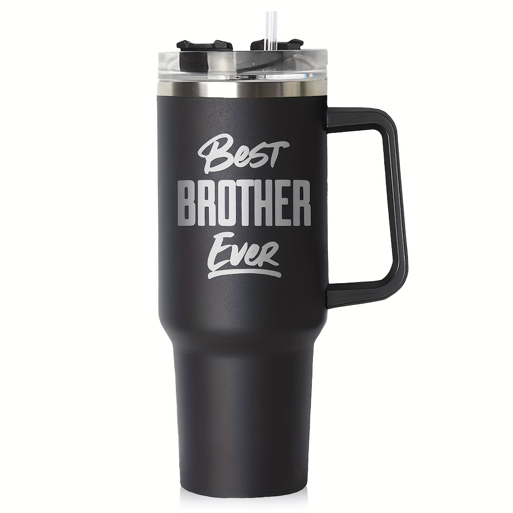 

1pc Best Brother Ever Tumbler On Black Glitter 40 Oz Birthday Gift Stainless Steel Engraved Insulated Travel Mug With Lid Cup Restaurant Use