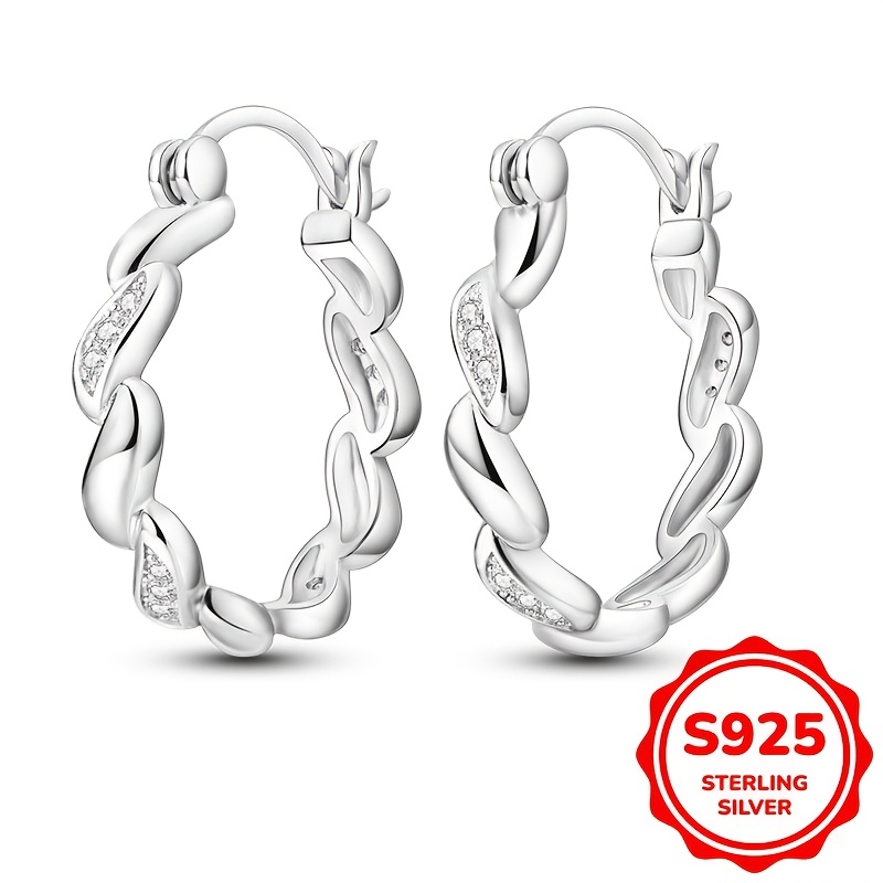 

1 Pair Of 925 Sterling Silvery Earrings, 3g, Sparkling, For Women, Jewelry Making, As A Fashion Gift For Wedding, Party, Birthday