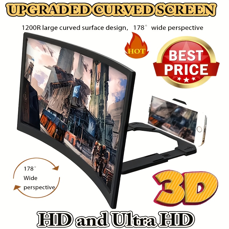 12-inch curved phone screen amplifier 1:1 magnification, with