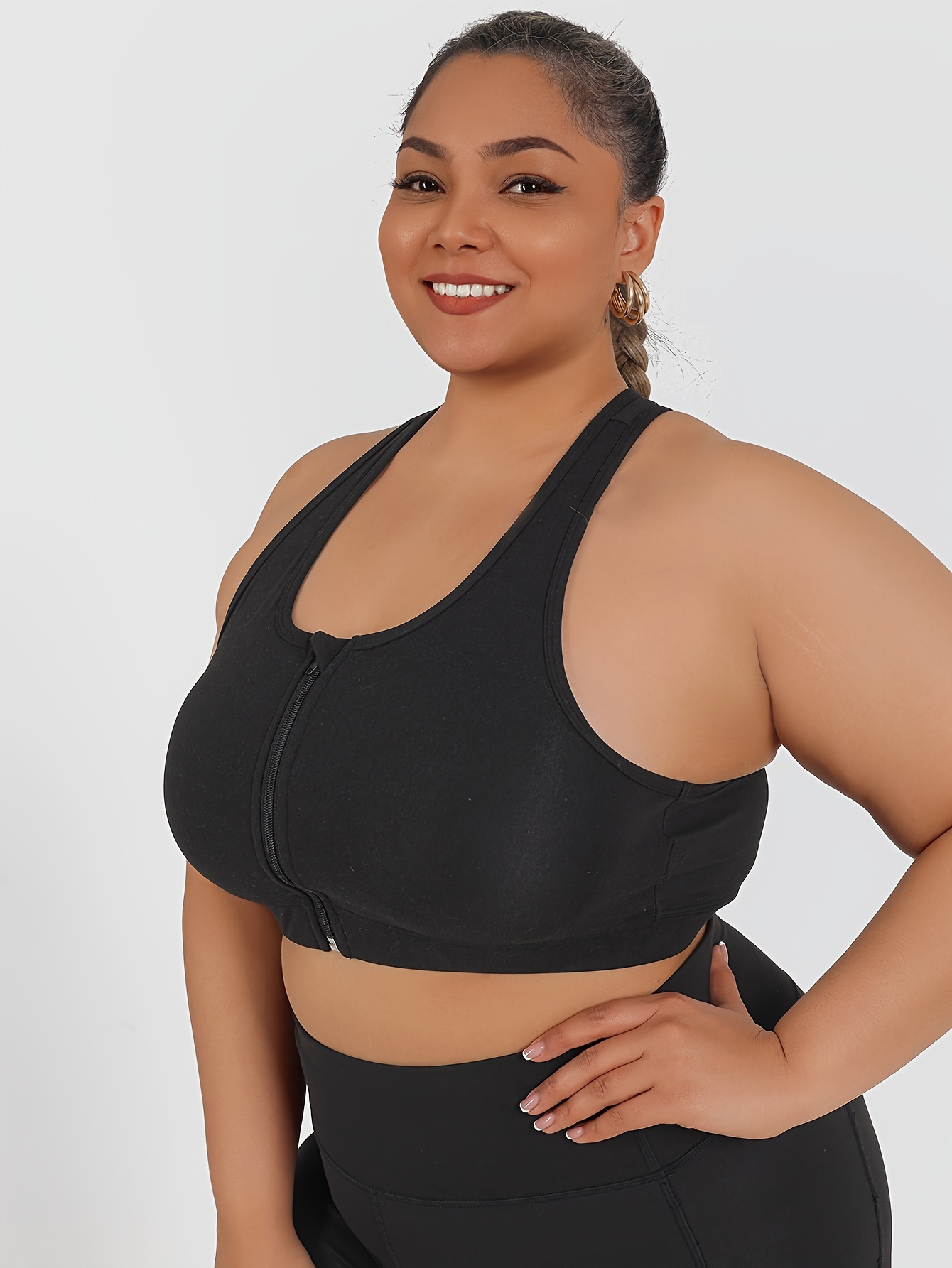 Women's High-Impact Sports Bra with Zipper Front Closure, Removable Pads & High-Elasticity Fabric - White Yoga Running Gym Bra for Workouts, Machine Washable, Strapless Push Up Bra, Workout Support, Backless Design, Durable Sports Wear