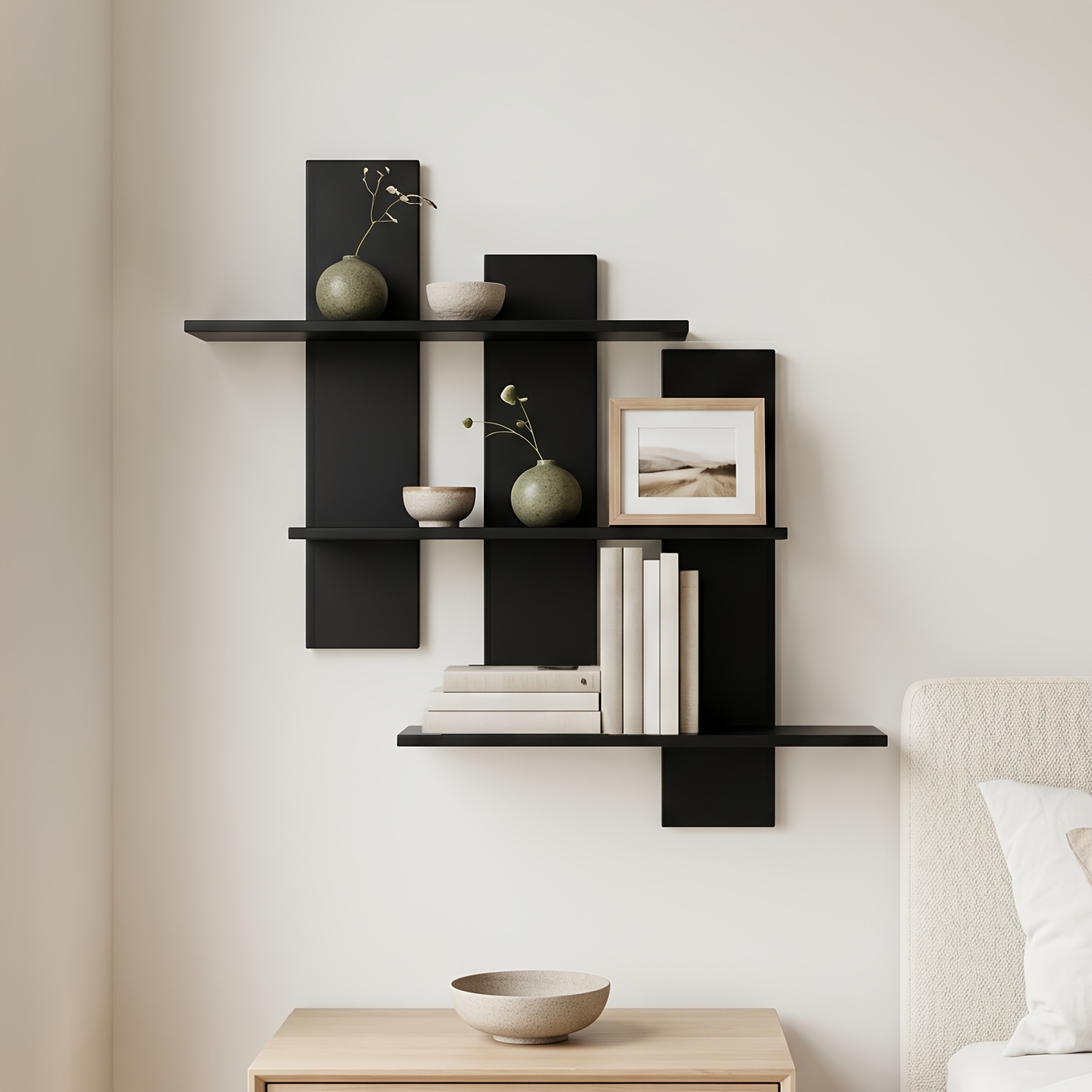 TEMU Mensole Sospese con di Stoccaggio a 3 Ripiani, Espositore Decorativo a , Mensole a Muro Salvaspazio, Supporto Stabile , Facile Installazione a