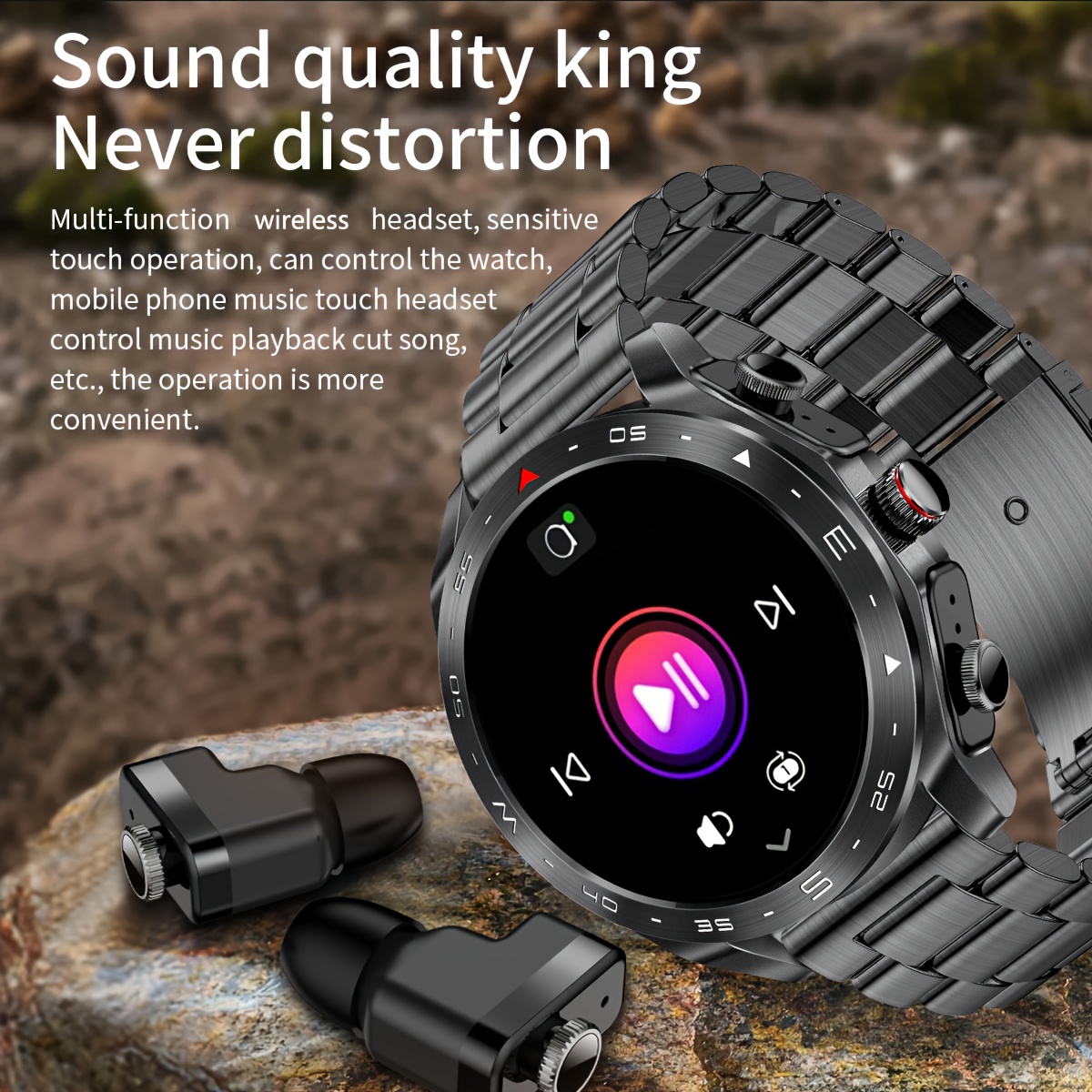 2 in 1 smart watch with built in tws earbuds wireless double earphones call smartwatch wireless charging sport music full touch hd screen fitness   sports watches   clock weather call date suitable for iphone and   Product details 4