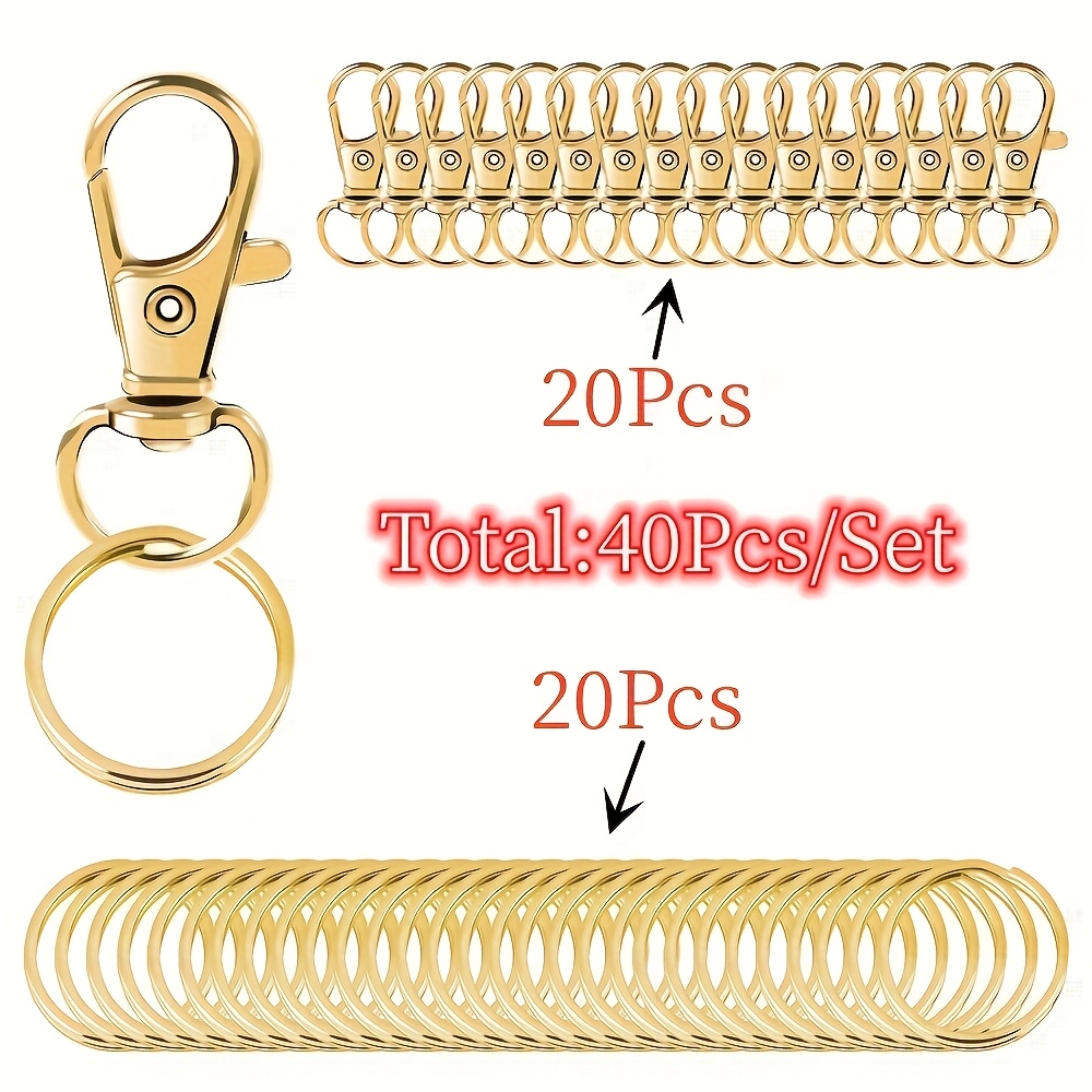 E-shop 40er-Set Drehbare Verschlüsse für Schlüsselanhänger mit Karabinern, Schnapphaken und Karabinerklemmen für Schmuck DIY Basteln