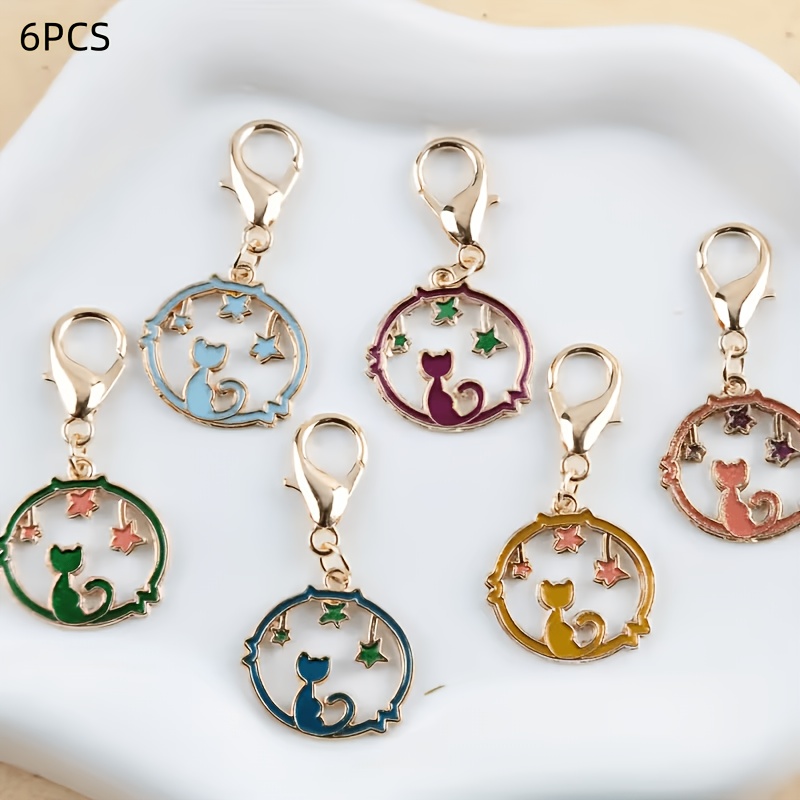 TEMU 6pcs Starry Keychain Pendant, Suitable For Decorating Bags And Additions, Is For Cat Lovers