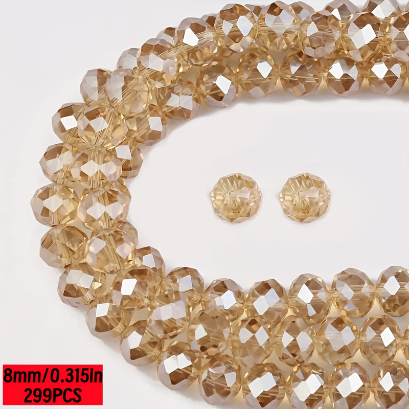 E-shop 299 Stück Bernsteinfarbene Glänzende Facettierte Glasperlen, 4-8mm Abstandsperlen für DIY Schmuckherstellung, Armband Halskette Zubehör, Bastel