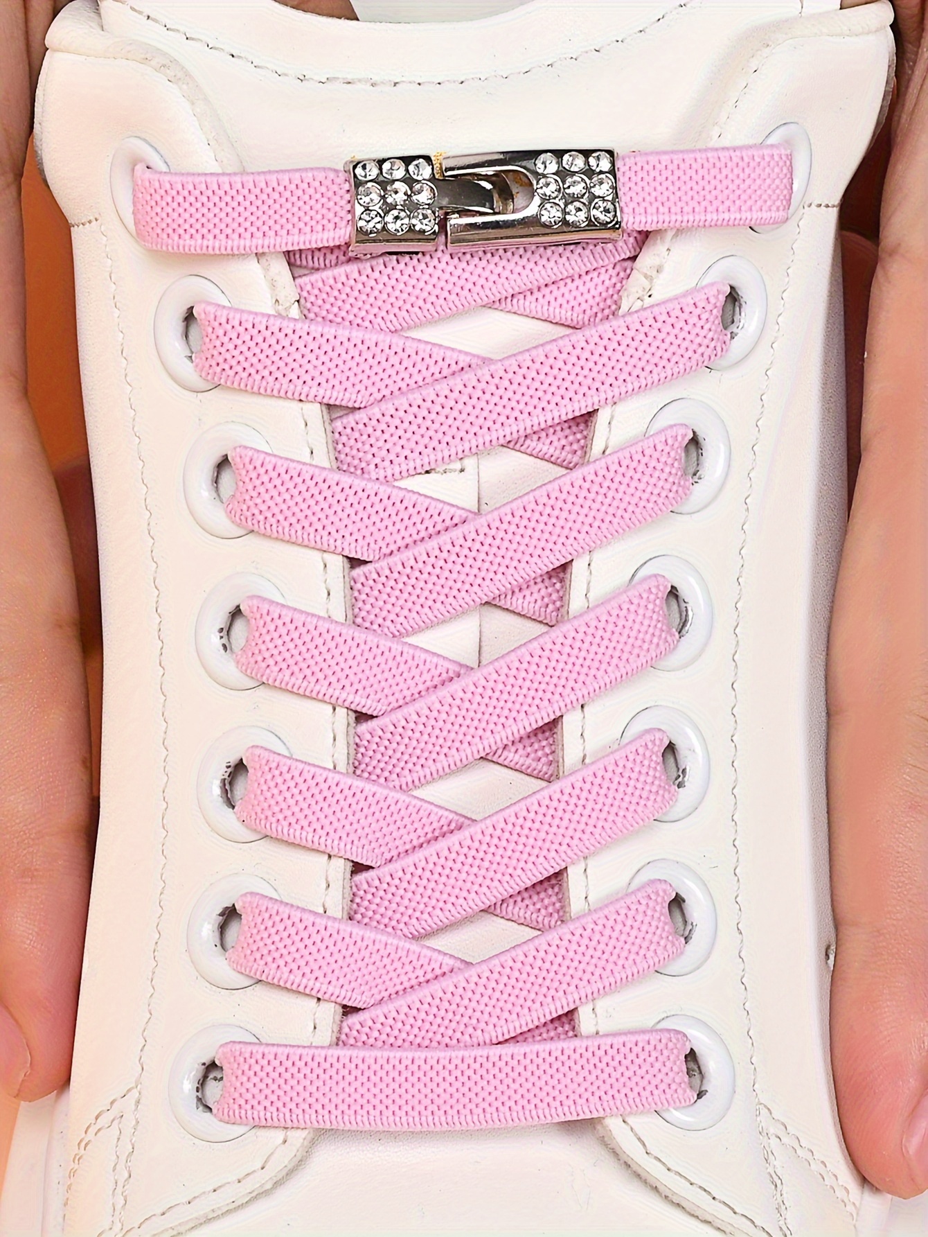 1pair Fashion Elastic Flat Shoelaces With Metal Buckles, No Need To Tie Shoelace, Suitable For Board Shoes, Sports Shoes