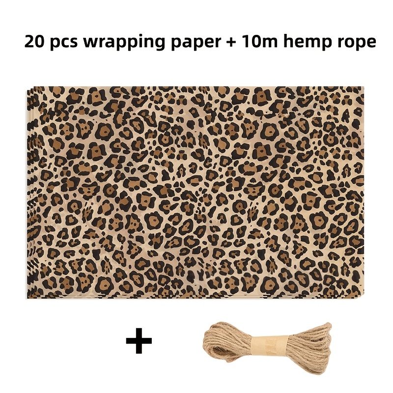 Image of 20pcs Leopard Print Gift Wrapping Paper And 10m Gift Wrapping Set, Tissue Paper, Thin Paper, Leopard Print Design, Birthday Gift Wrapping Paper, Party Gift Wrapping, Essential For Handmade Enthusiasts