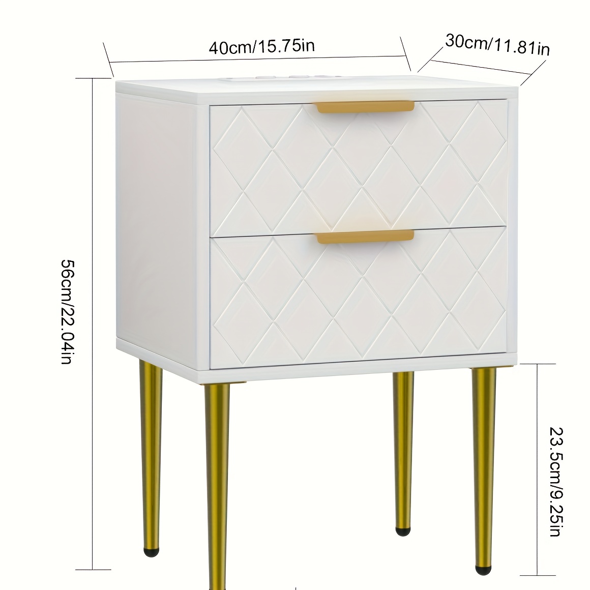 A Contemporary Nightstand Featuring A End, 2 Drawers, And , Perfect For A Bohemian-style Bedroom Or Living Room, Measuring 40x30x56cm