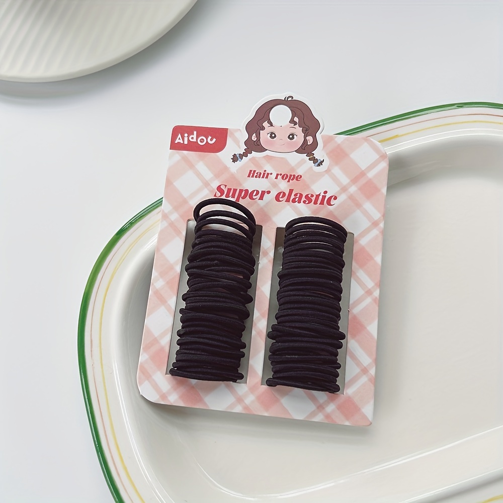 Image of 60pcs/card Small Hair Tie Elastic No Damage Hair Band, 0.78in/2cm Mini Small Hair Tie Suitable For With Small Amount Of Hair
