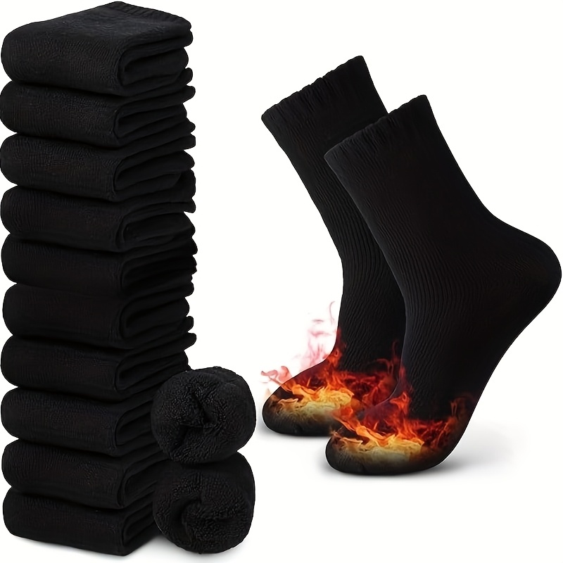 TEMU 10 Paires de Chaussettes Thermiques en Laine Mérinos pour Homme, Chaussettes d'Hiver Épaisses et Chaudes, Chaussettes Longues pour Temps Froid,