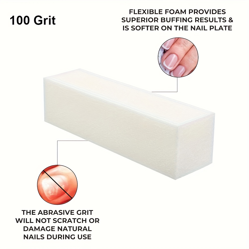 2pcs White Sponge Nail Buffer Block for Professional Use