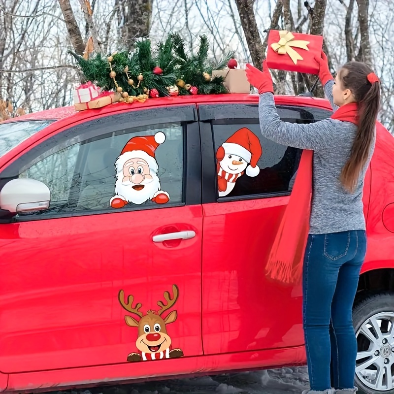 

3pcs Christmas Car , , And Snowman , For Decoration, Metal Rear , -adhesive Decoration