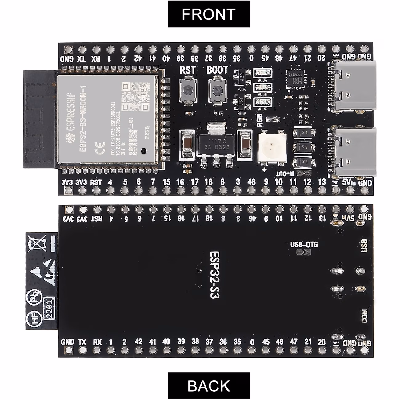 2 יחידות esp32-s3 לוח פיתוח n16r8 n8r2 mcu עם לוח ליבה type-c דו-מצבי לארדואינו iot esp32-s3- -1 פרטי מוצר 3