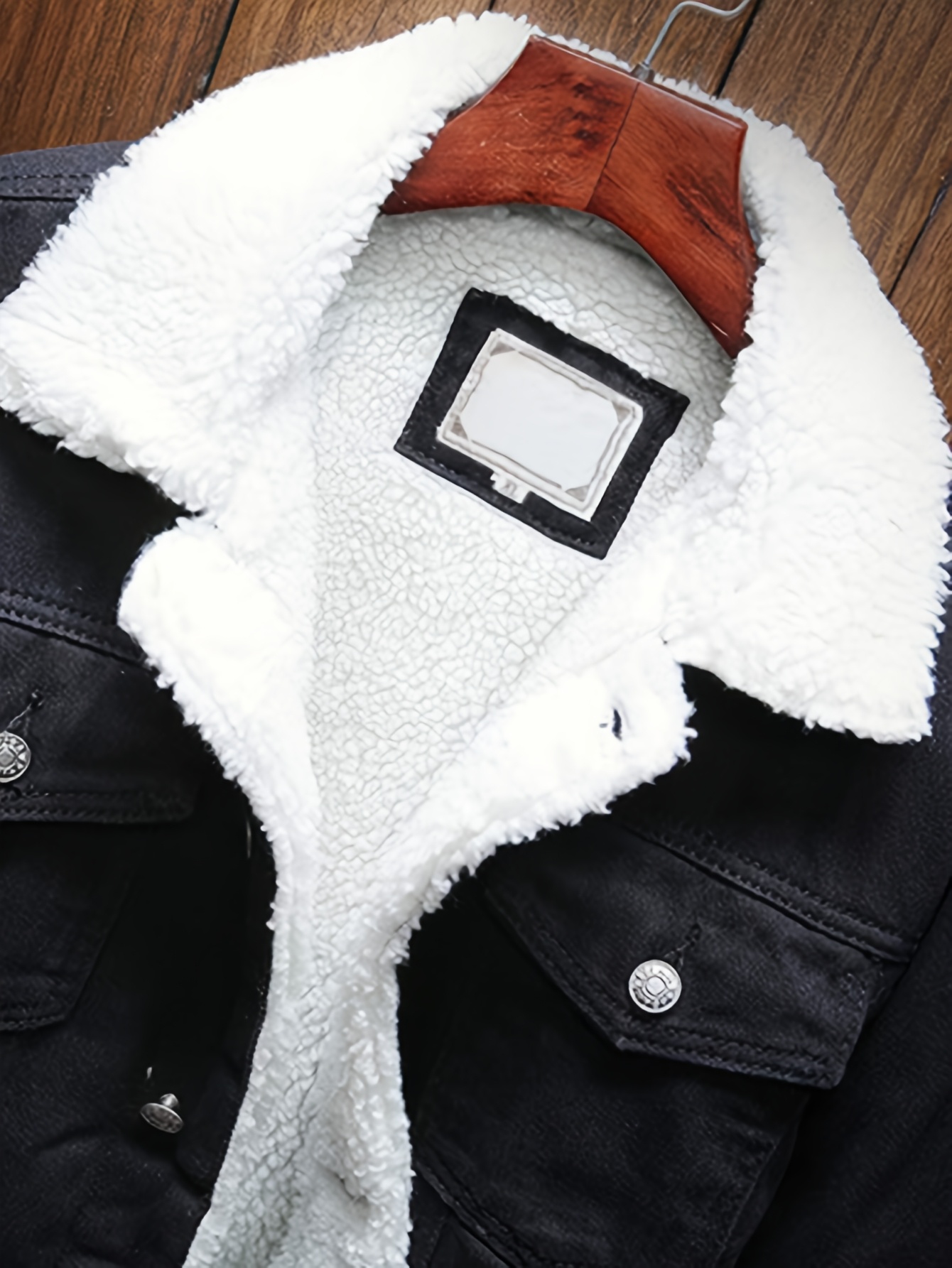 mens denim jacket winter warm lapel lamb fleece lining coat Temu