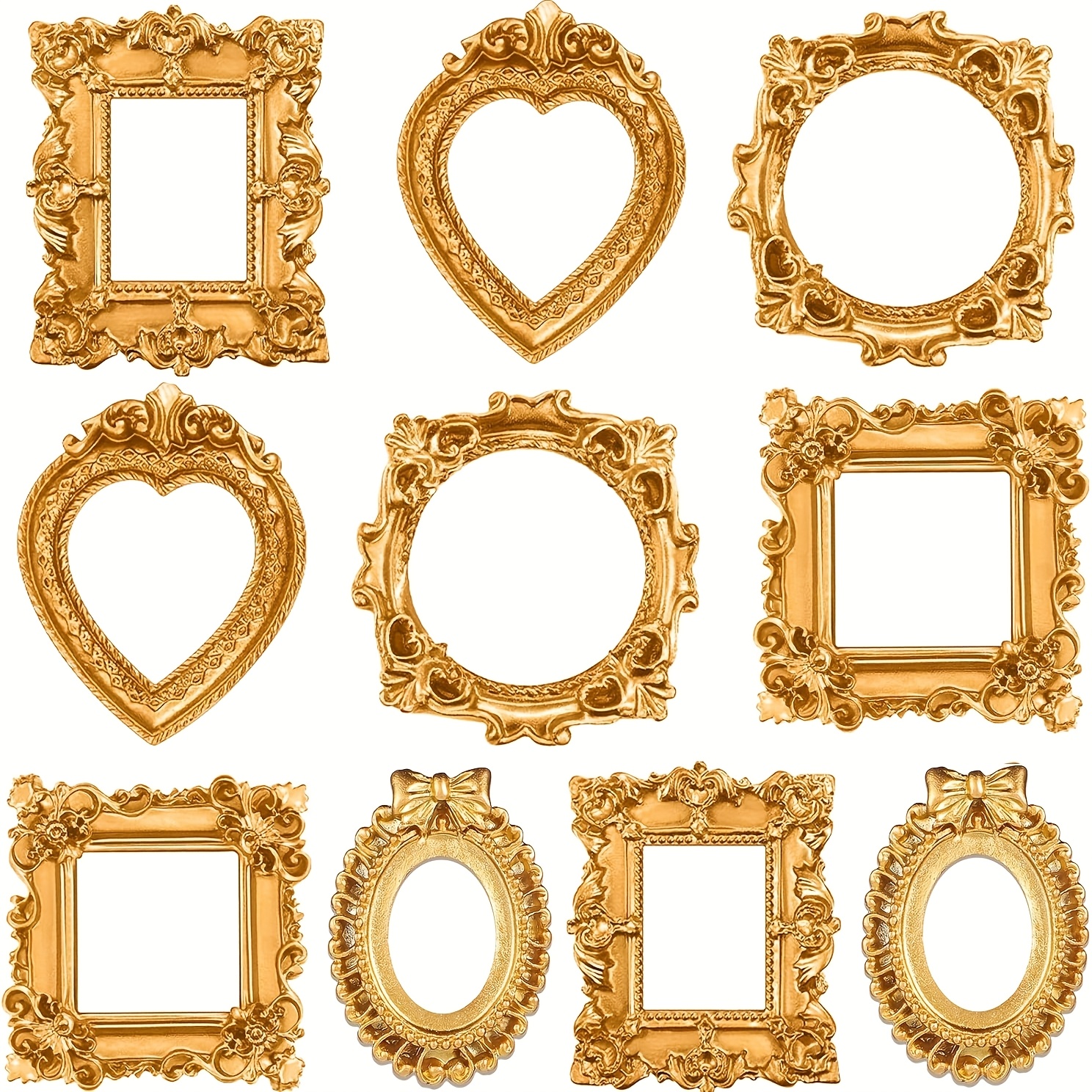 item picture 10pcs miniature vintage resin photo frames vintage vertical wall mountable square picture frames suitable for   display mini photos christmas party   wall painted for display craft collection