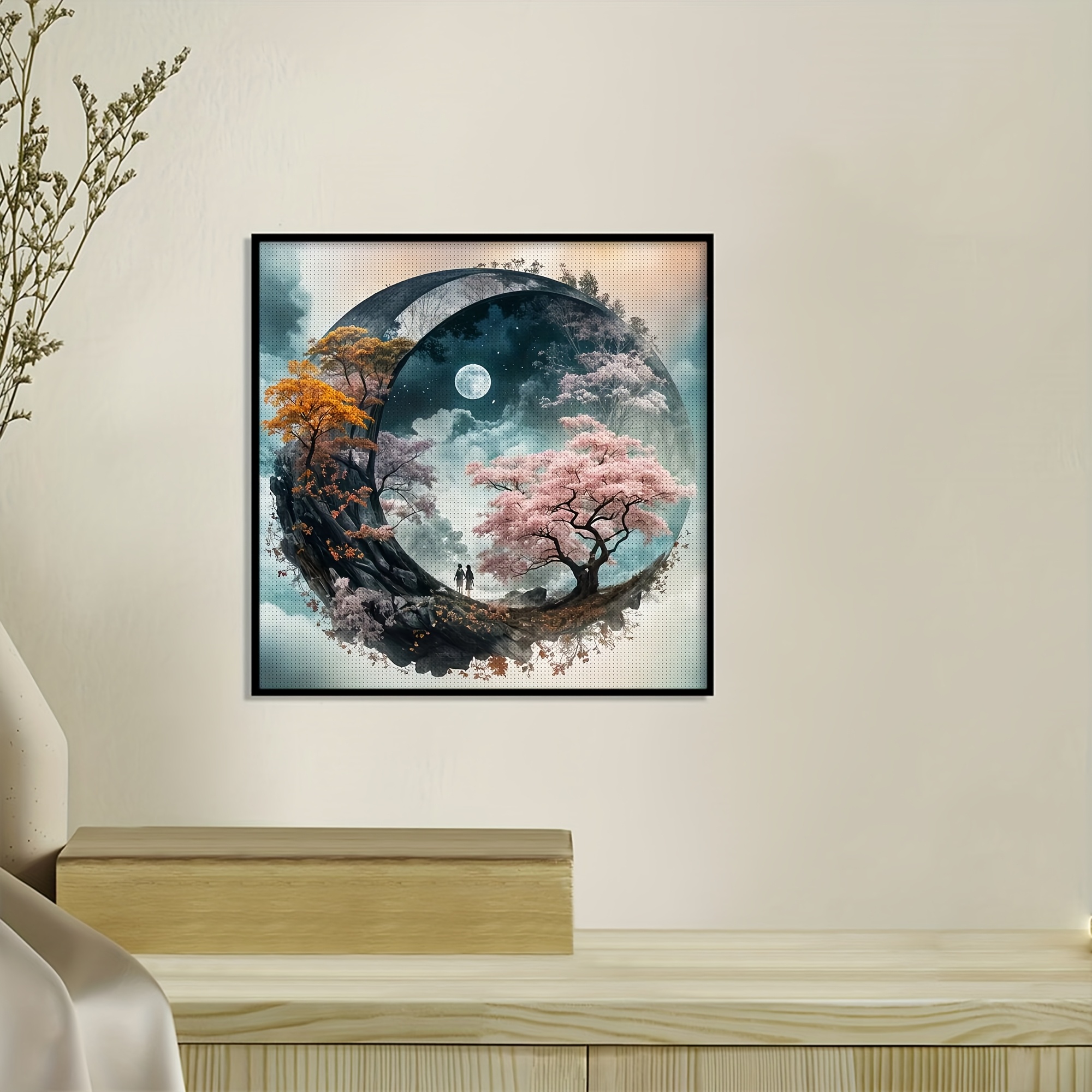 TEMU 1 Set - Fantasy Theme Cross Stitch Kit, Diy Art Needlework Supplies, 11ct Embroidery Painting, Creative Handmade Relax Gift. Complete Home Decor