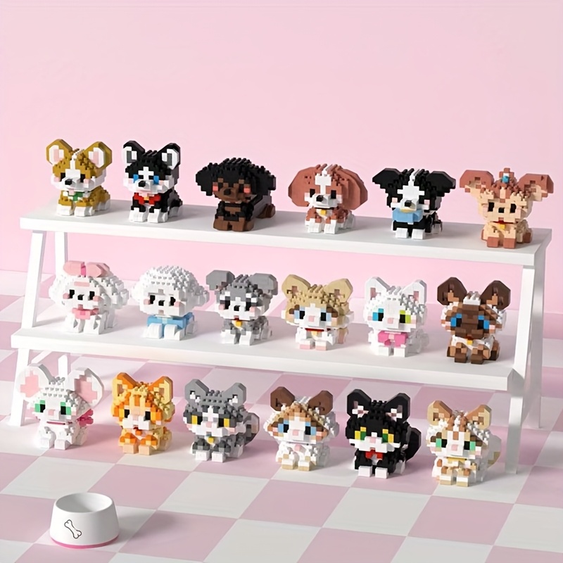 

1040pcs & Dog Building Blocks Set, Abs Material, Diy Puzzle , Furniture Decor, Office Desktop Ornament, Animal Figurine Collection