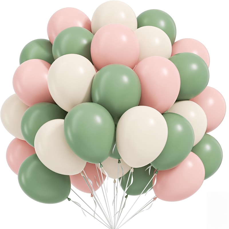 Image of 35pcs Pink And Green Beige Balloon Set Suitable For Birthday Valentine's Day Anniversary Bridal Shower Bohemian Shower Shower Decoration