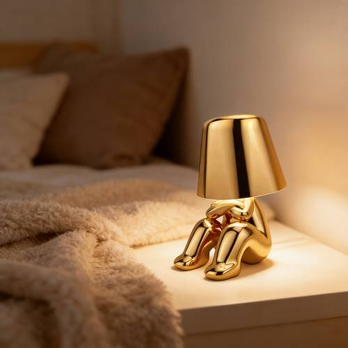 golden little figure table lamp decorative led desk night light with adjustable multi color temperature stylish bedside lamp suitable for bedroom living room table decor lighting