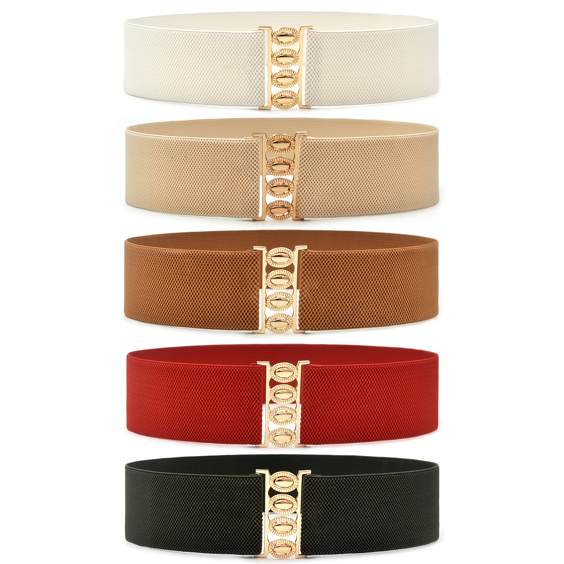 TEMU 5pcs 5- Elastic Wide Belts, Suitable For Dresses, Sweaters, And Jackets