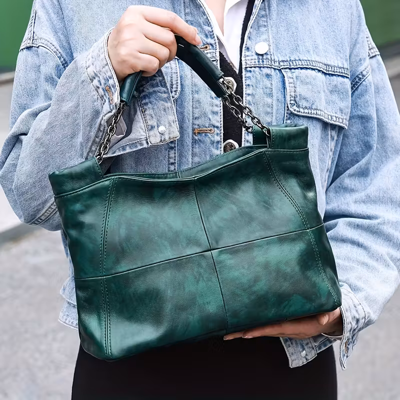 mva genuine leather tote bag vintage style with detachable shoulder strap large capacity black handbag for women closure polyester lining ideal gift for travelers mom 8