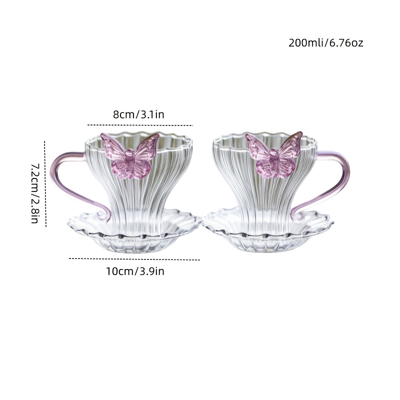 TEMU 4 Pezzi Set e , da T癡 in Vetro con Decorazione Rosa, e Sottobicchiere, da Caff癡 Qualit�, da T癡 per Donne per T癡 , per Riunioni a Casa, Stoviglie