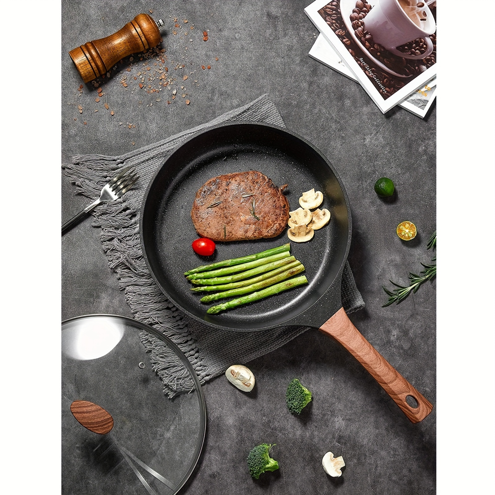 28cm Frying Pans, Pan For All Stoves, Including Induction, Cooking Pots With Lids, Aluminum