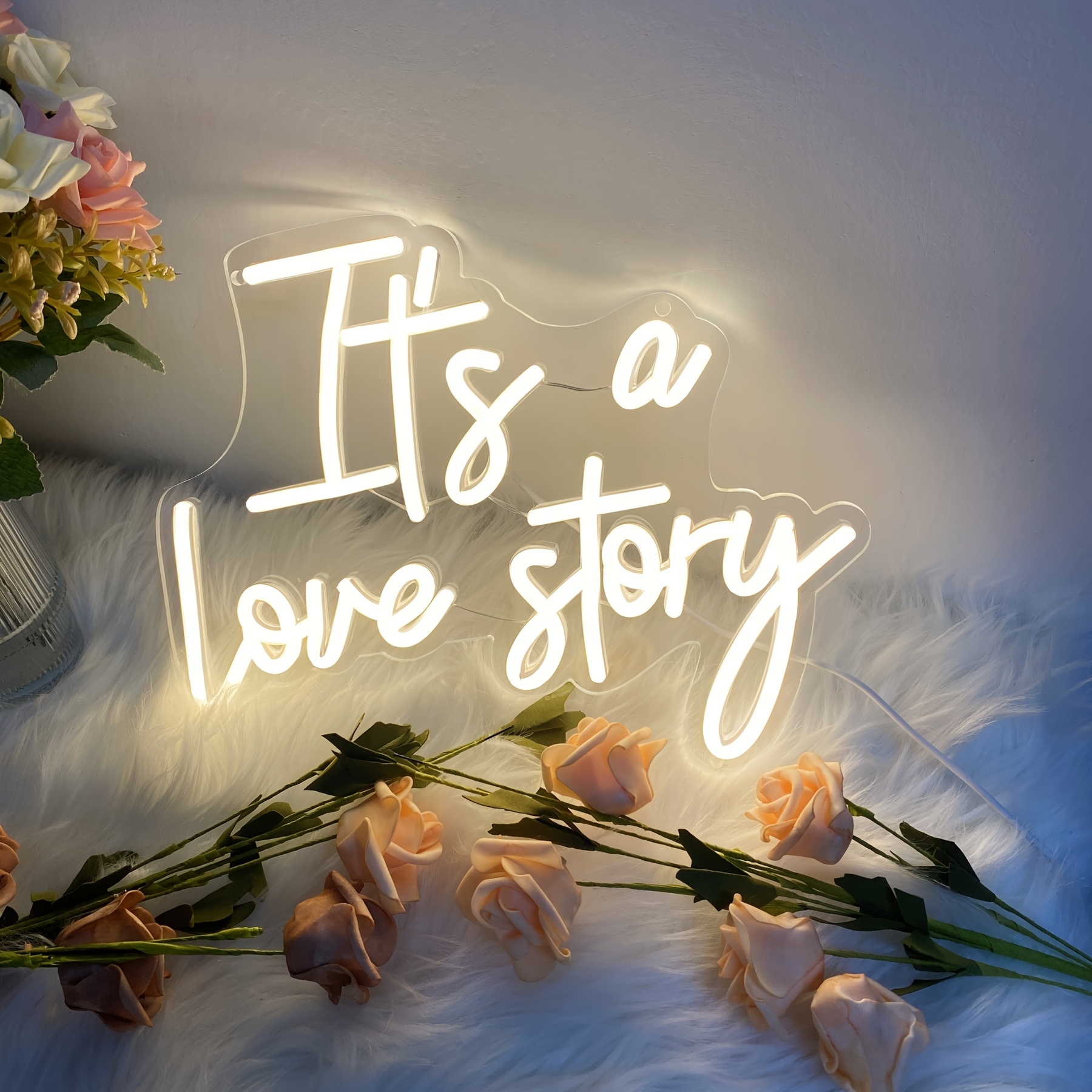Image of Gozye A Neon Signs, Light Up Sign For Wedding, Engagement Decor, Dimmable Led Light Up Signs For Bedroom Aesthetic Birthday Wedding Party Gift
