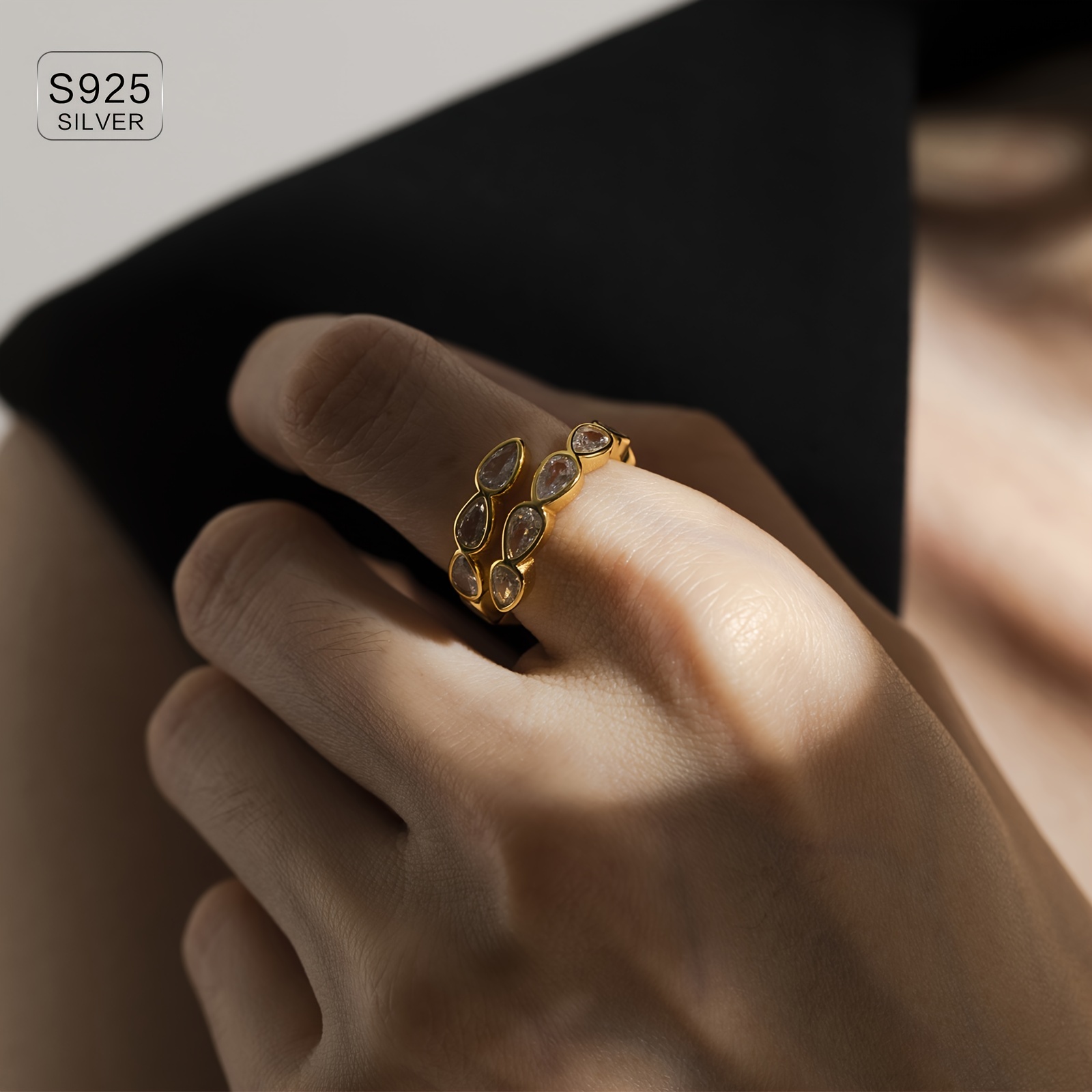 925 sterling silver opening ring synthetic Temu Oman