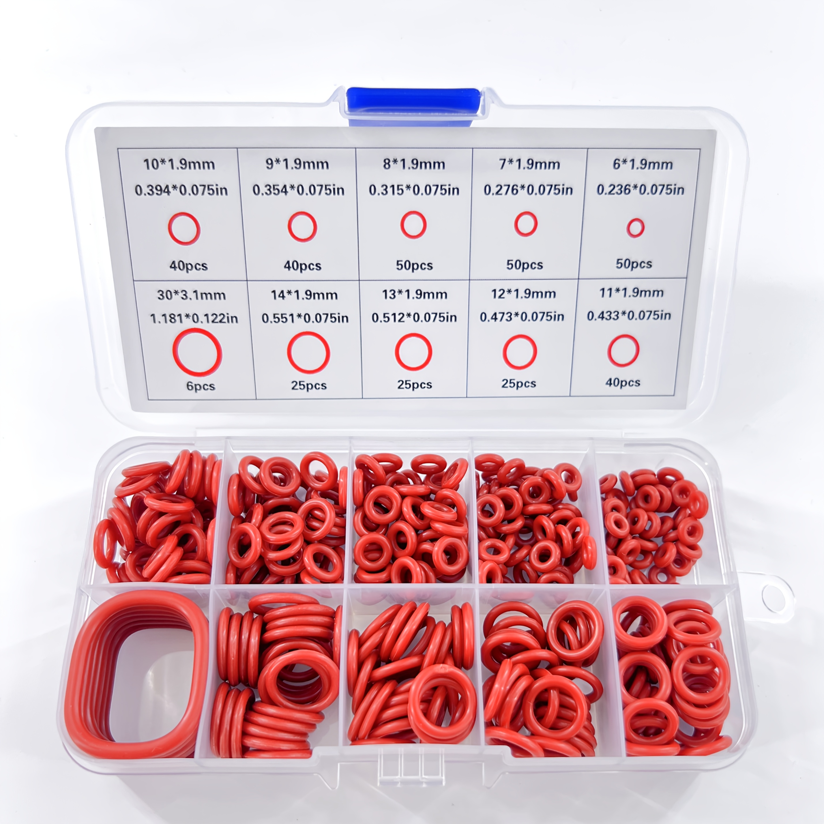 Image of 351/225pcs Silicone O-ring Sealing Gasket Set, Red O-ring Set, Oil-resistant, Heat-resistant, And Durable, Includes 10 Different Sizes Of Gaskets, Suitable For Automobiles, Pipes, And Faucets