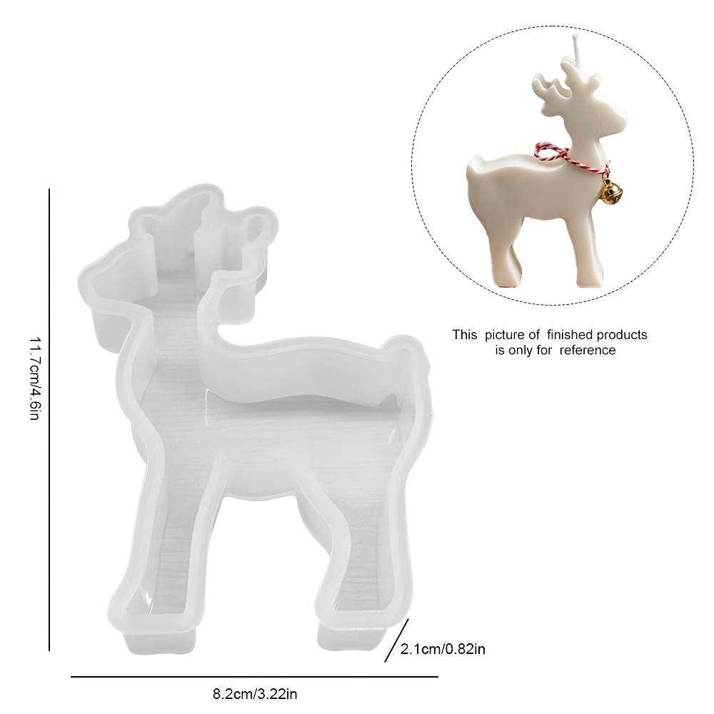 TEMU Christmas Deer Silicone Candle Mold For Making Scented Candles, Elk Animal Ornament Mold For Plaster Cement Casting, Handmade Crafts For