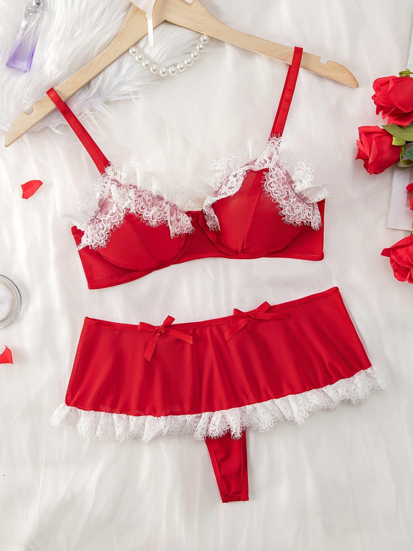 White Ruffles Open Bras Women Lingerie Set Sexy See Through Bra And Thong  Underwear Set With Suspenders Girlfriend Gifts From Tingziwei, $30.37