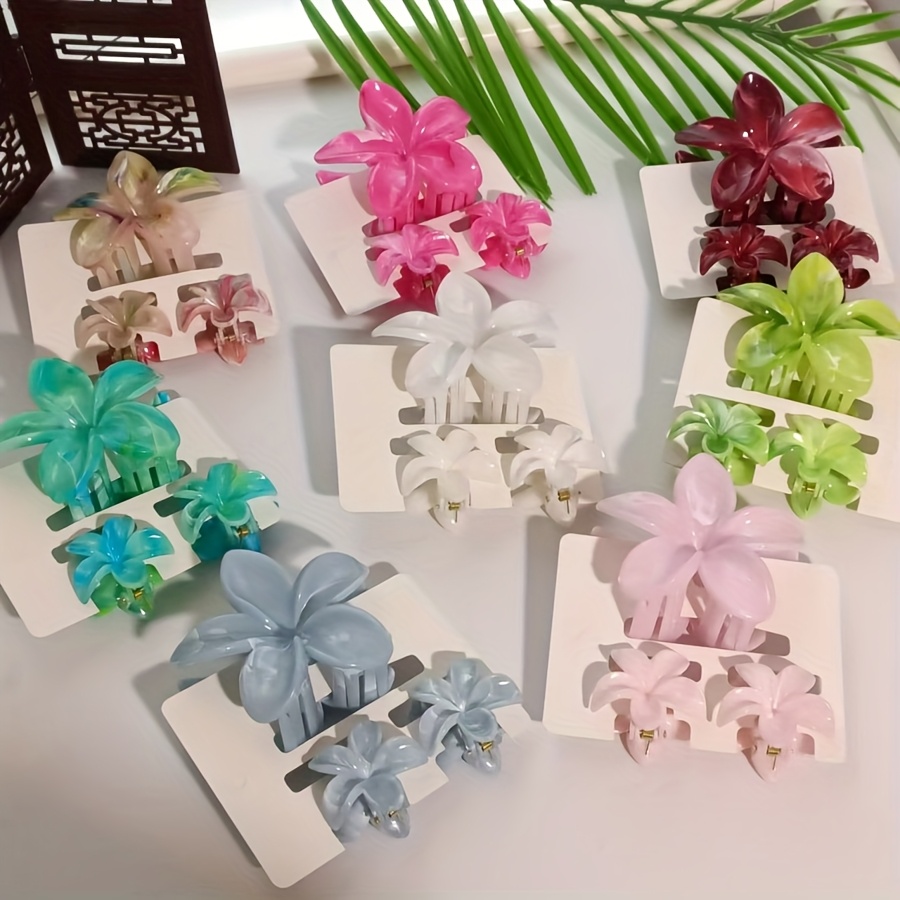 

Ensemble de 6 Pinces à Cheveux Chic à Motif Floral - Pinces Requin Élégantes et Mignonnes en Acrylique pour Femmes, Couleurs Mélangées