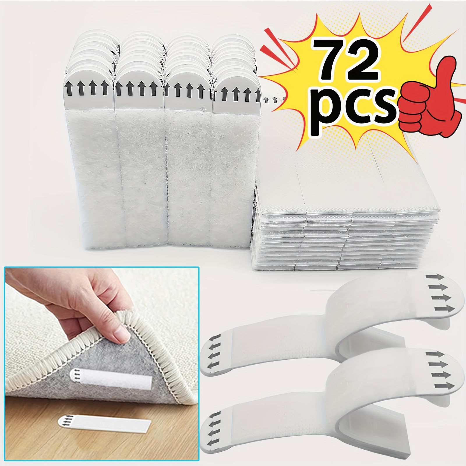 TEMU 72pcs Picture Hanging Strips, Double-sided Removable Wall Hooks, Heavy Duty Acrylic Material, Damage-free Waterproof Adhesive, For Hanging